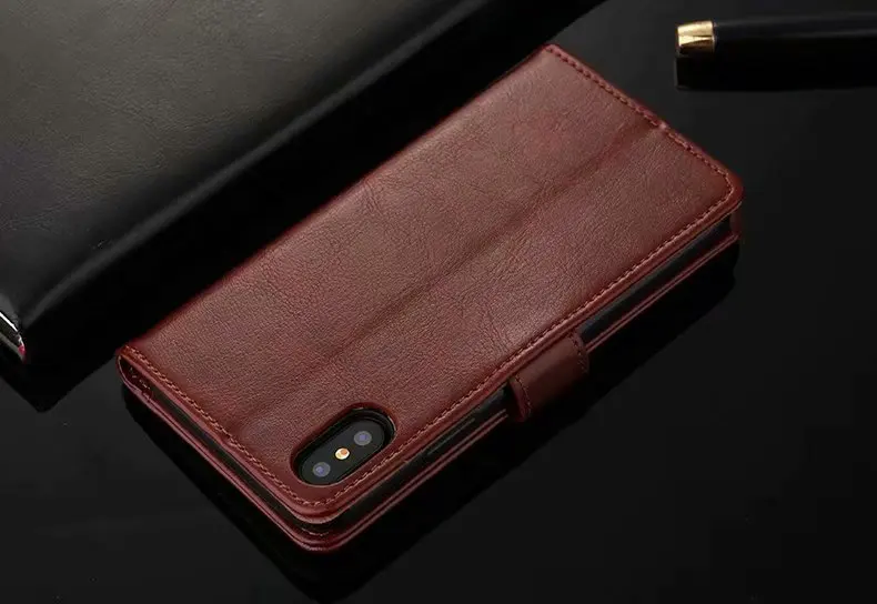 Люксовый кожаный чехол на магнитной застежке с Отделом портмоне для iPhone XS