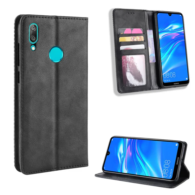 Для Huawei Y7 2019 чехол Магнитный-книжка в стиле ретро из искусственной кожи Подставка