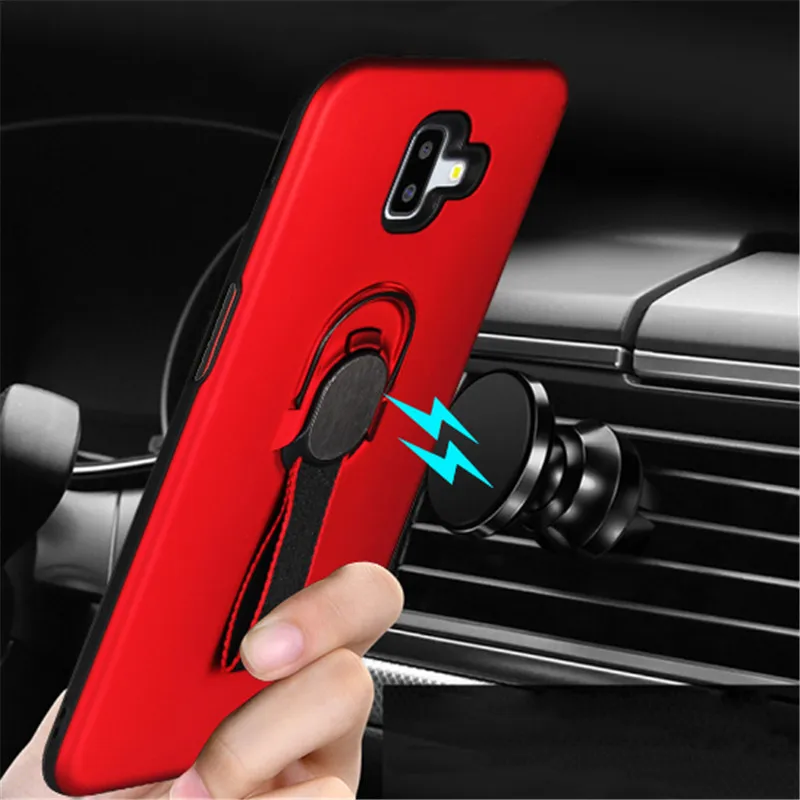 Luxury Case for Samsung Galaxy J6 Plus PC+ Soft TPU Silicone Magnetic Finger Ring Holder J6+ Protector |