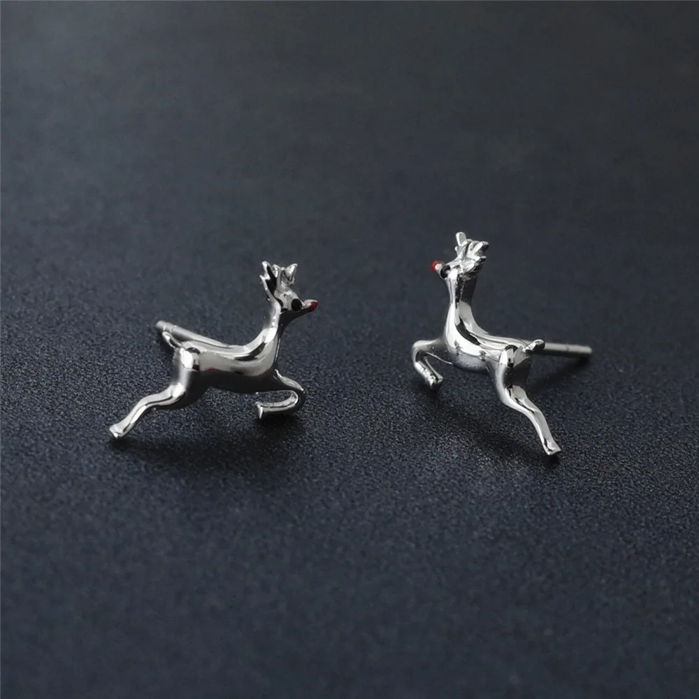 

MloveAcc 100% Authentic 925 Sterling Silver Animal Collection Elf Deer Small Stud Earrings for Women Fashion Jewelry