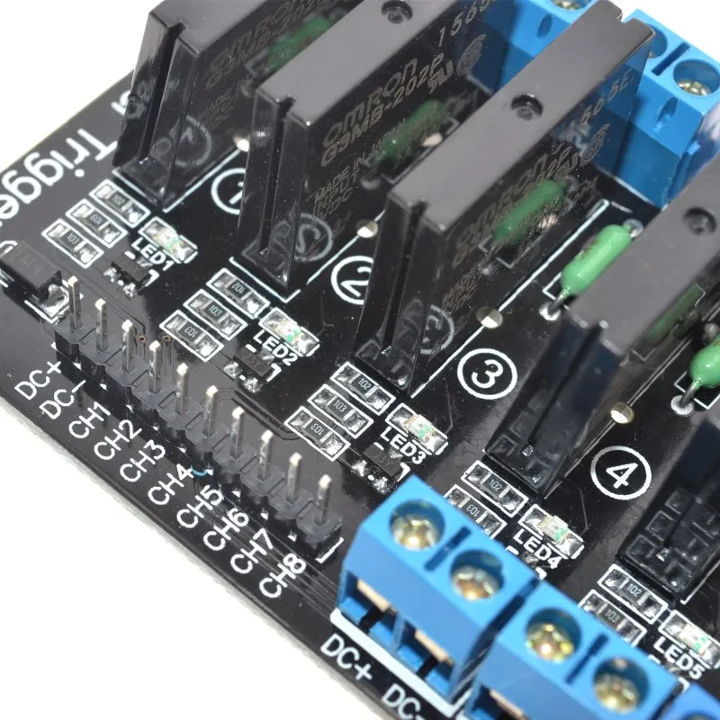 Free Shipping 5V 8-Way High Level Trigger Solid State Relay Module with Fuse Arduin 250V2A | Электронные компоненты и