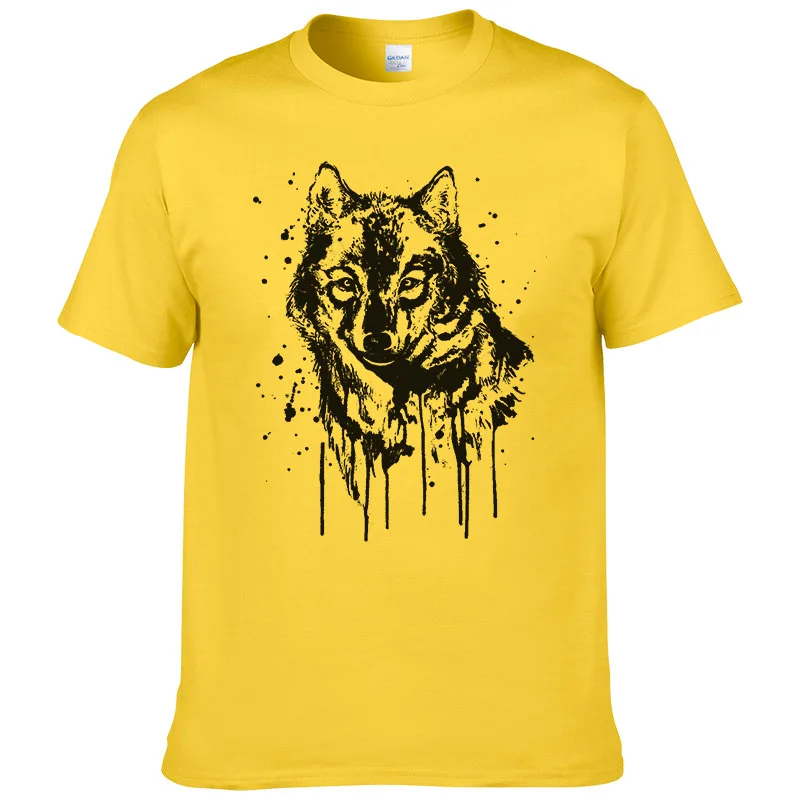 Мужская Летняя хлопковая футболка с коротким рукавом принтом животных|fashion tees|tees
