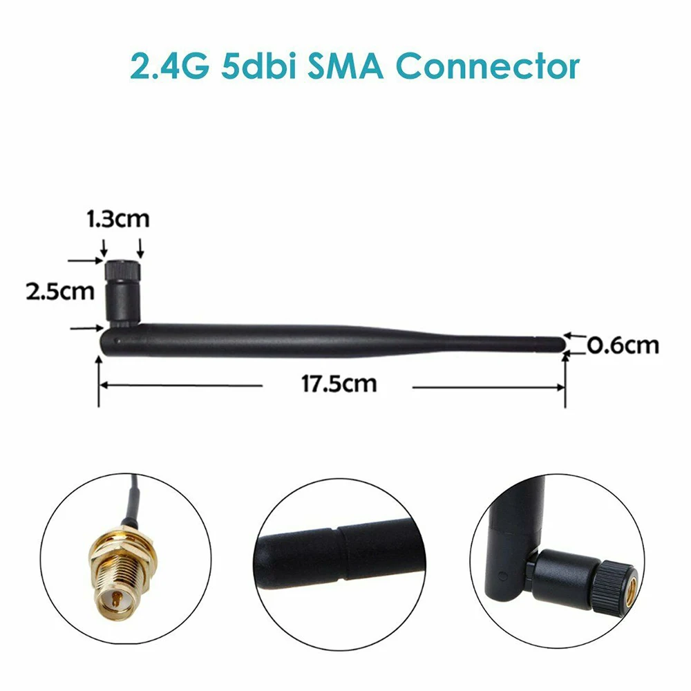 2 4 ГГц Складная WiFi антенна 5dBi RP SMA наружная для беспроводного Wi Fi роутера с 21 см PCI U.