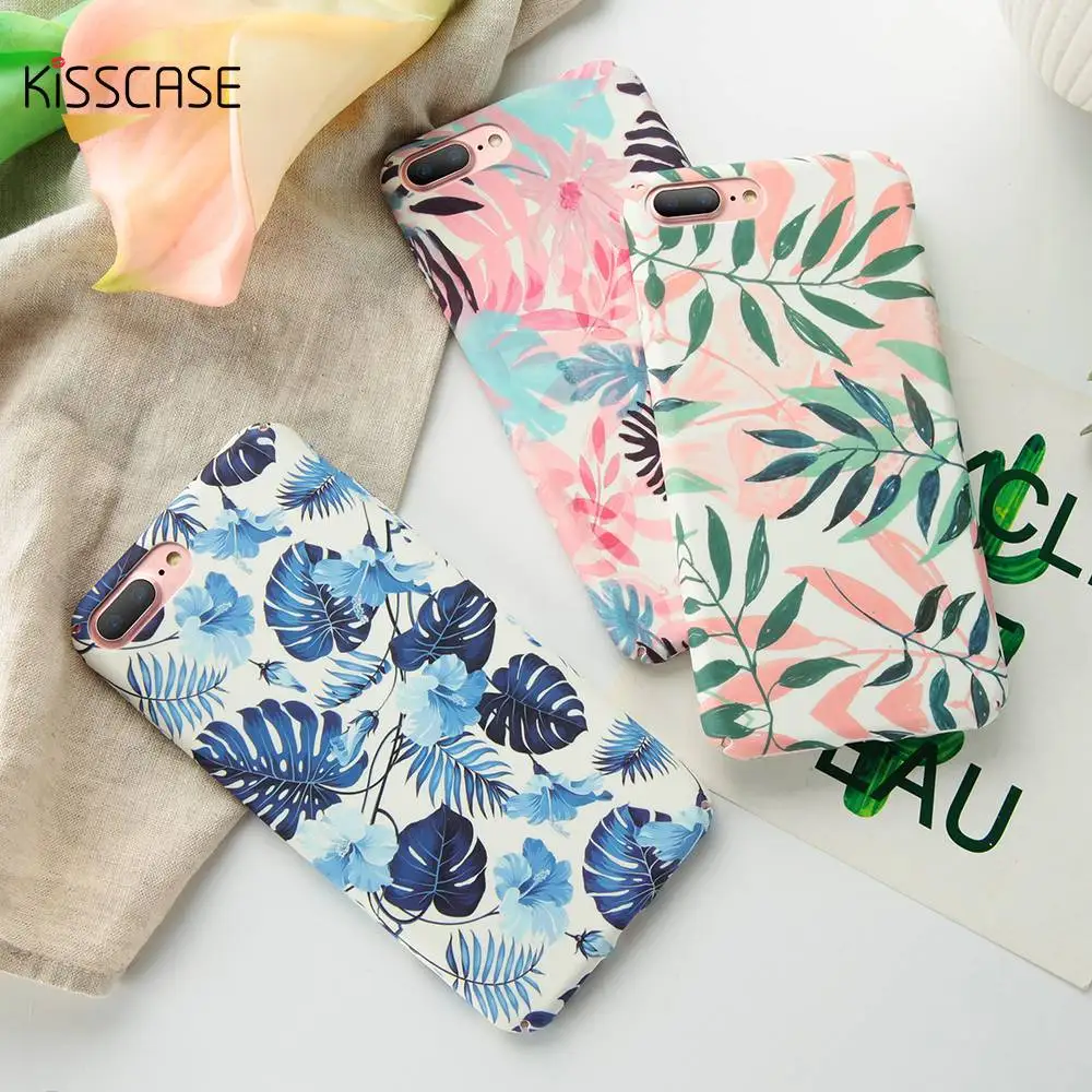 KISSCASE Tropical leaves Case For Samsung Note 10 S8 S9 Plus S7 9 8 Hard PC Cover A3 A5 A7 A6 A8 J6 J8 Note10 Pro |