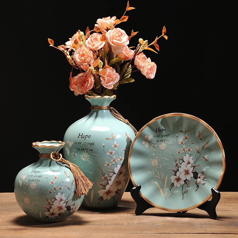 3 шт. керамическая ваза + искусственные цветы|vases decoratives|vase homeluxury vase |