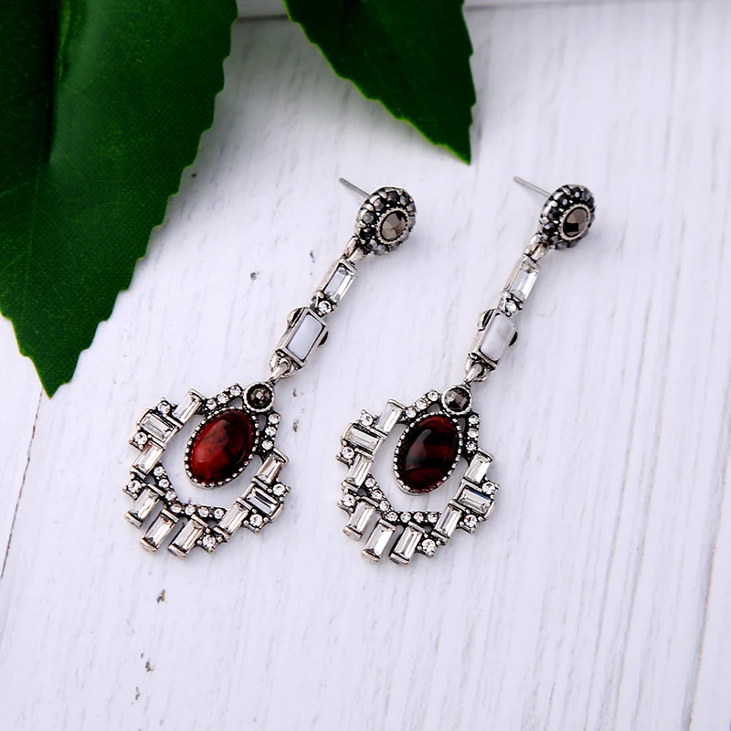 Красная резина драгоценный камень Винтажные серьги для женщин новый дизайн