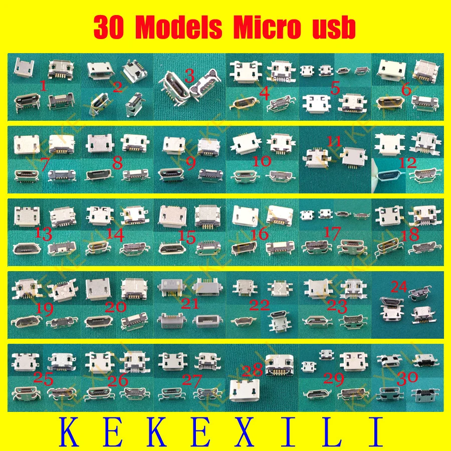 30 моделей 150 шт. Micro USB 5 P контактный разъем для зарядки|charging socket|usb jackmicro usb jack |