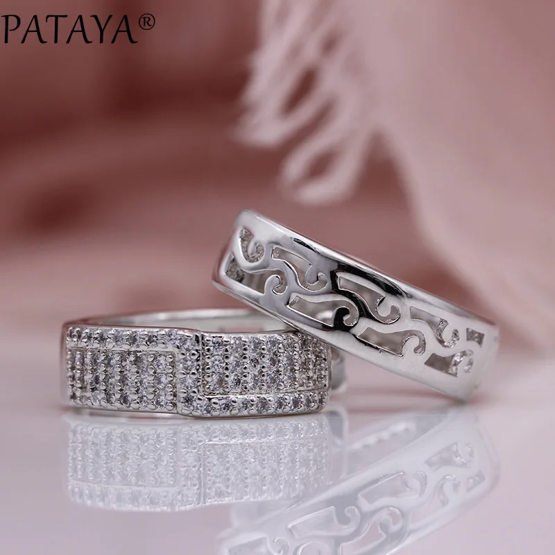 PATAYA, новинка 585, розовое золото, полые свисающие серьги для женщин, узор, белый, Круглый, натуральный циркон, благородные, уникальные, свадебные, модные ювелирные изделия