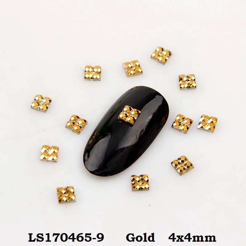 1000 шт. смешанный AB Цвет 4 мм смола квадратный дизайн ногтей Смола Rhineston DIY украшения для ногтей свадебное платье украшения - Цвет: Gold