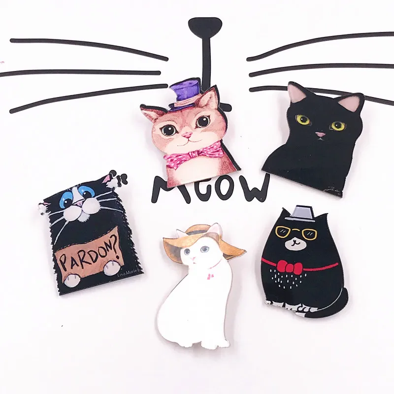 1Pcs Cartoon Cute Animal Character Badge Cat Dog Shaped Acrylic Badges Clothes Pin Icons Women On The Backpack Brooch Kids Gift |