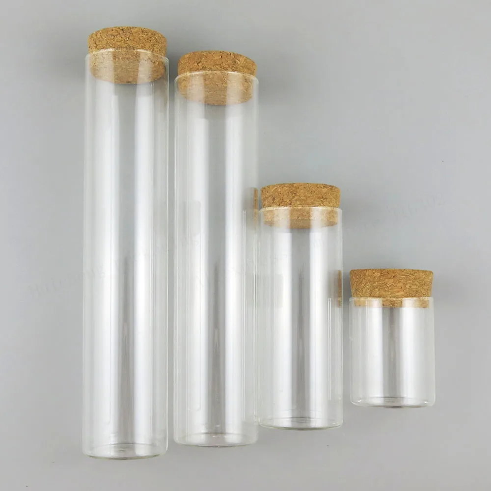 

6 x Large High Borosilicate Glass Straight Bottles Cork Test Tubes Wedding Favours Display Glass Containers 60ML 120ML 230ML