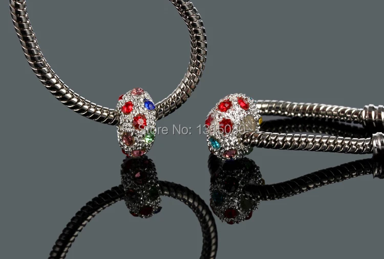 20 шт./лот серебряный цвет с хрустальными стразами Rondelle разделитель Металлические