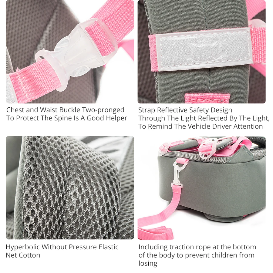 Orthodetic Cute Grizzly Bear Bagpack Ultra-Light Kids & Baby Bag Wearable Bow School Bag Non-Polluting girls Lovely cat Bagpack