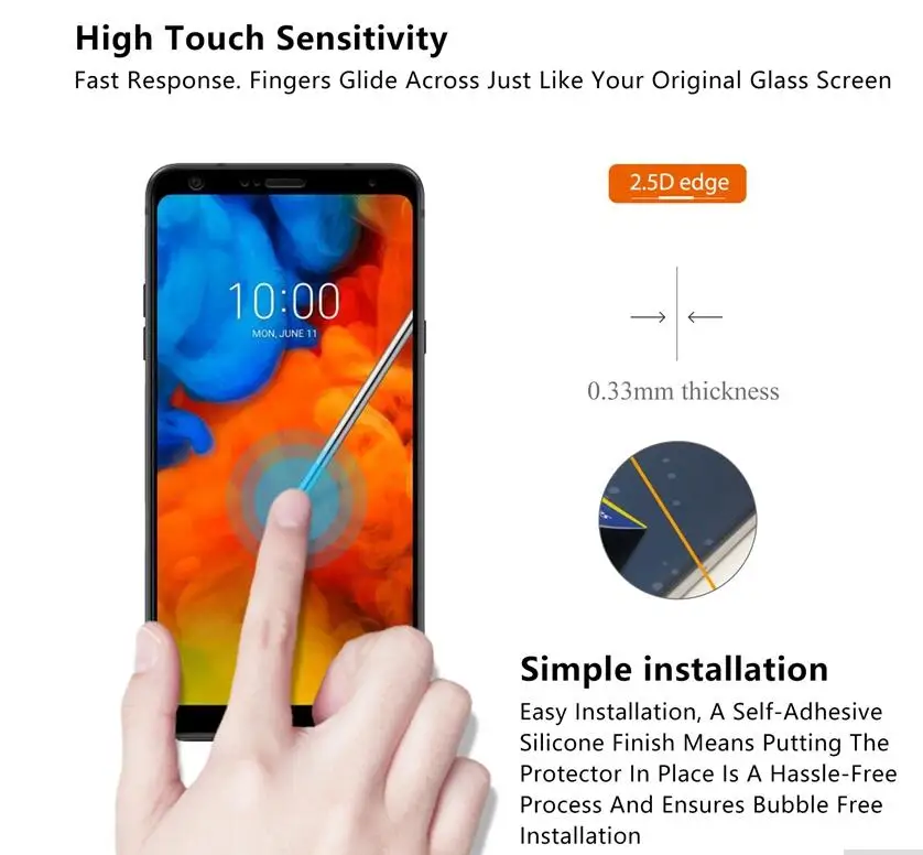 2 шт./лот полное покрытие закаленное Стекло для LG Q стилус 6 &quotЭкран протектор Stylus