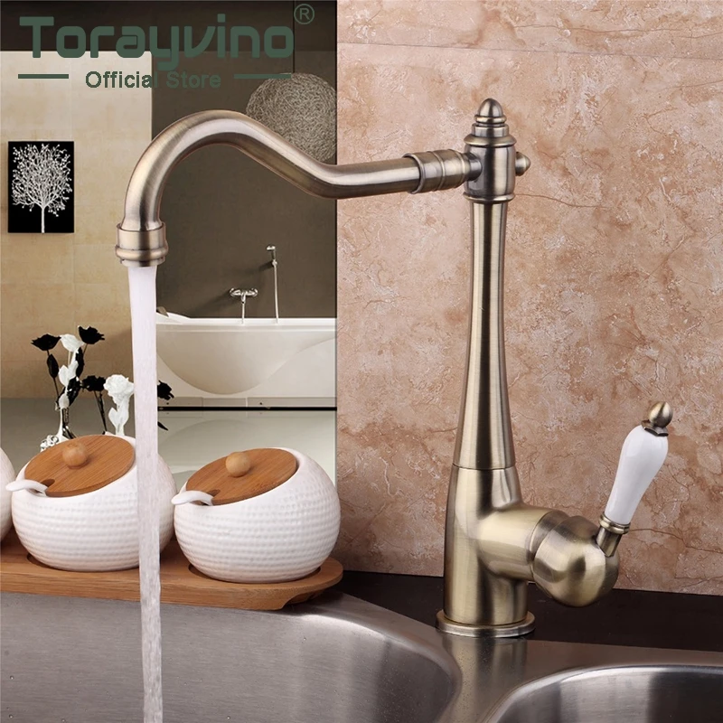 Torayvino Antique Copper /Chrome / ORB Gold Finish Swivel Brass Deck Mounted Tap Kitchen Sink Faucet Mixer Taps | Обустройство дома