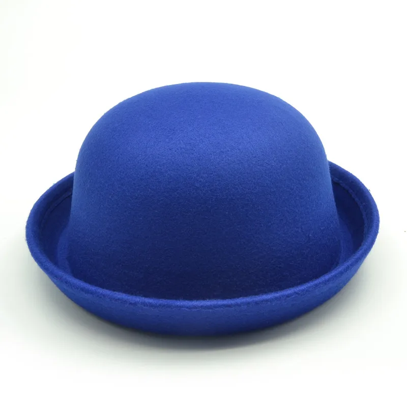 Модная популярная женская шляпа Fedora винтажная Дамская милая детская трендовая шерстяная фетровая шляпа Боулер Дерби гибкие шляпы для девочек и мальчиков