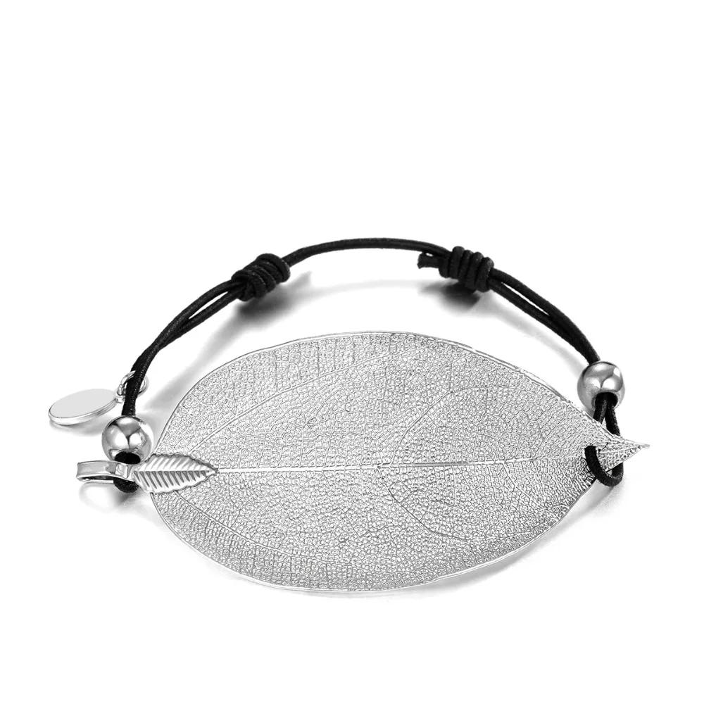 Уникальные большие браслеты с перьями и подвесками из натурального листа