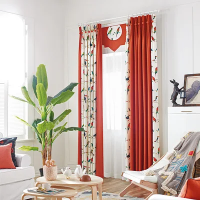 

Новая занавеска из хлопка и льна с мультяшной мозаикой птиц для гостиной спальни