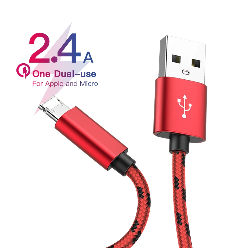 NOHON двойной зарядный кабель для передачи данных Apple iphone х Micro USB мобильного