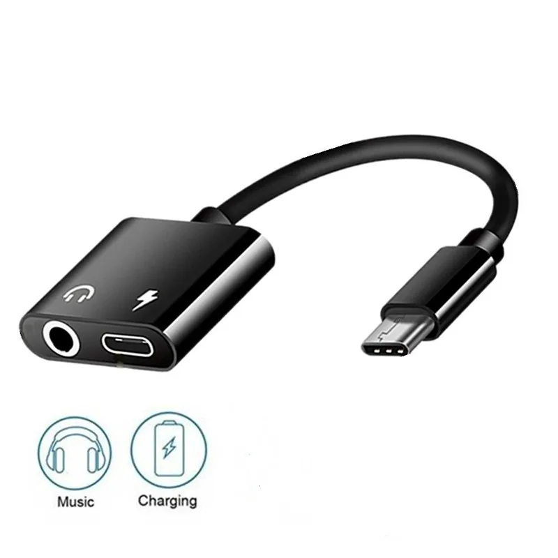 2 в 1 usb type C до 3 5 мм Aux аудионаушники с кабелем адаптер Зарядное устройство USB