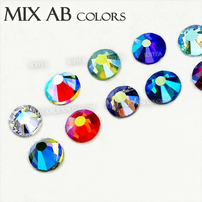 AB цвета Горячая фиксация Стразы SS6 SS10 SS16 SS20 SS30 strass flatback исправление камней