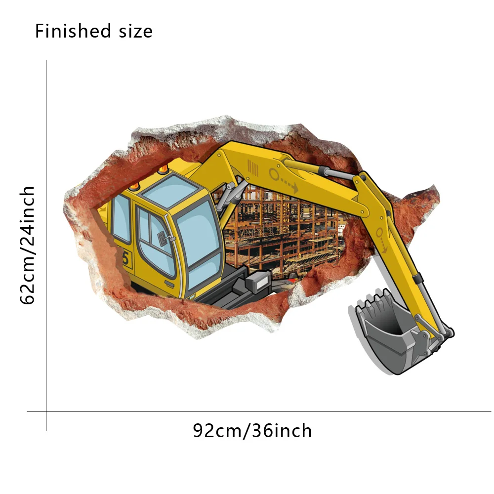 3D эффект экскаватор Съемный Гостиная Кабинет спальня офис Декор роспись