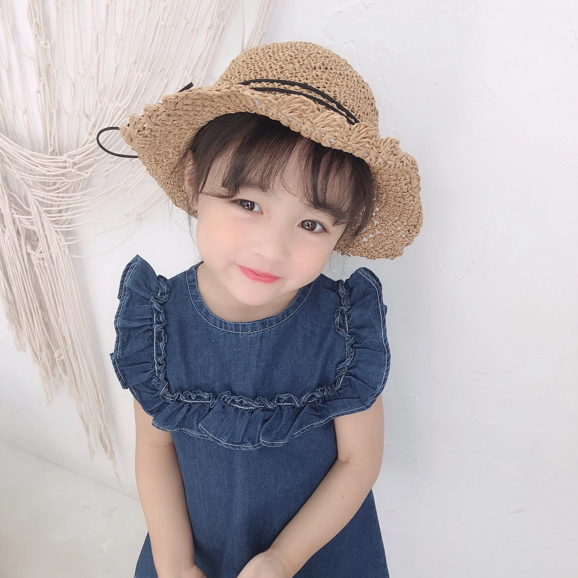 Летние модные джинсовые платья без рукавов для маленьких девочек falbala