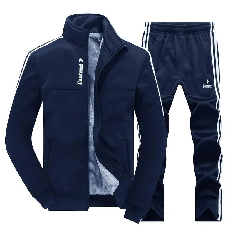 SH132 Dark Blue warm Зимний спортивный костюм, мужские комплекты, утепленные флисовые куртки+ штаны, Повседневная Толстовка, спортивный комплект, мужские толстовки, спортивные мужские толстовки - Цвет: SH132 Dark Blue warm