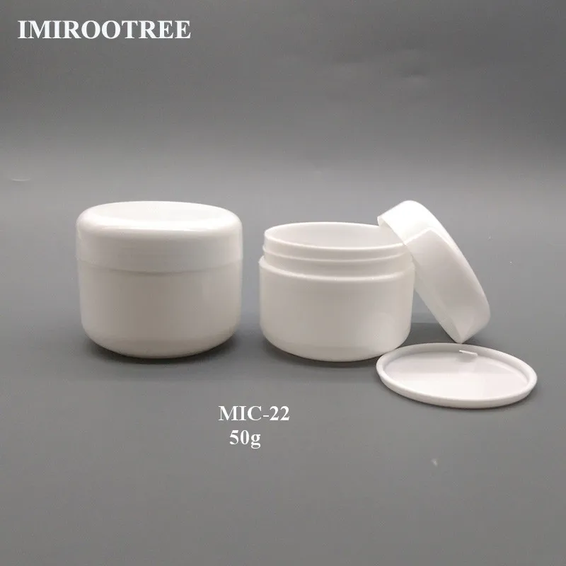 white color 60 шт/LOT-50G ПП пустая микс 8 цветов пластиковая баночка для косметики с винтовой крышкой, образец баночки для макияжа, контейнер для масок - Цвет: white color