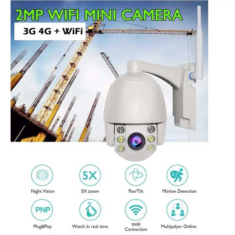 4G PTZ камера 5X зум HD 1080 P Водонепроницаемая ip-камера безопасности 360 ° вид ONVIF CCTV система видеонаблюдения полноцветная Ночная