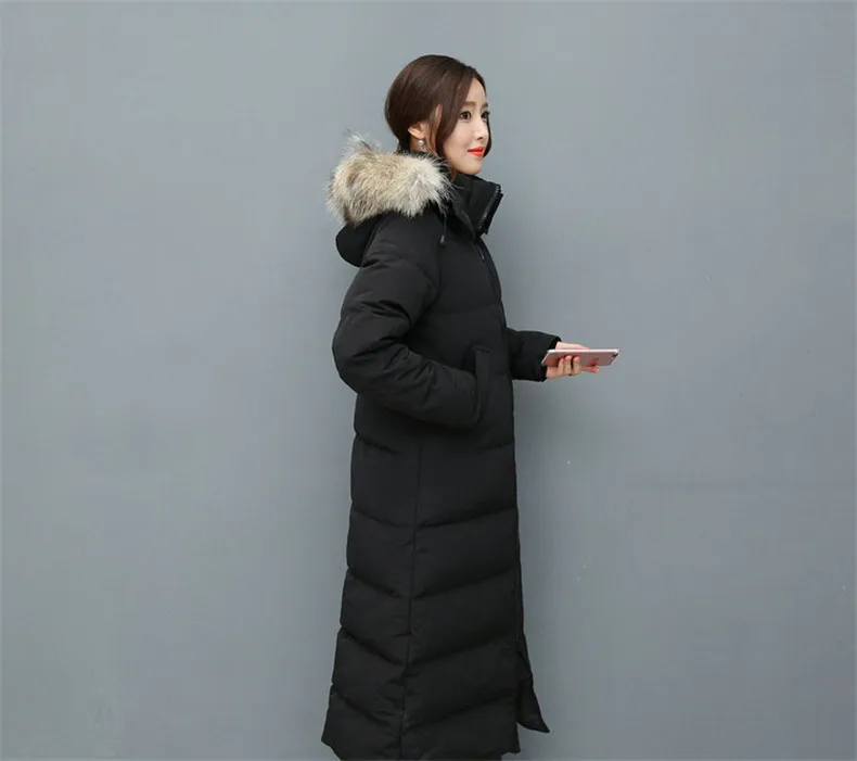 Winter fashion brand good quality big real wolf fur collar duck down coat female zipper stitching hooded warm parkas wq613 | Женская
