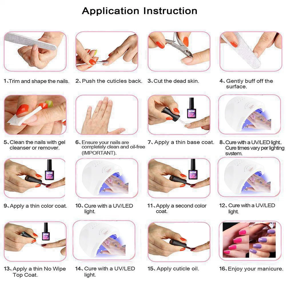 Gel Nail Polish Soak Off UV LED Gel Varnish Wipe Top Coat Color Nail Gel Polish DIY Nail Art Lacquer Manicure Nail Art Tool