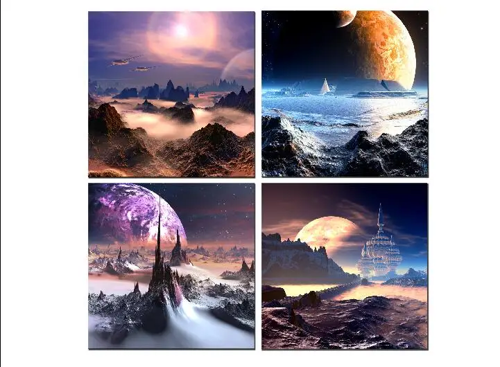 4 панели современное небо галактика жикле печать на холсте искусство пейзаж