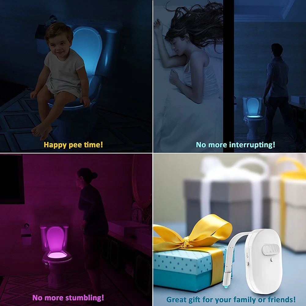 Кокимбо USB Перезаряжаемые движения Сенсор подсветка для унитаза 12 LED Водонепроницаемый Чаша свет встроенный Батарея Ванная комната ночник