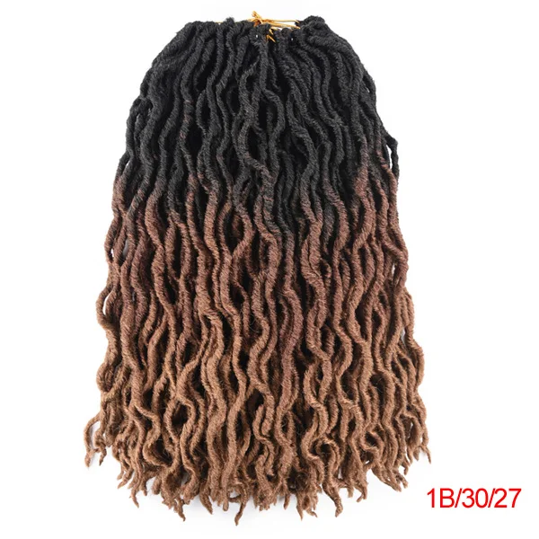 TOMO Ombre Faux Locs Curly вязанные крючком волосы для женщин 24 пряди блонд крючком косички богиня Locs 18 дюймов синтетические плетеные волосы - Цвет: T1B/27