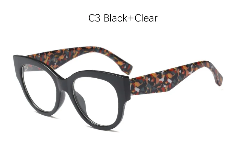 C3 Black Clear Очки винтажные кошачий глаз дизайнерская Фирменная оправа для очков женские модные прозрачные очки UV400 - Цвет оправы: C3 Black Clear