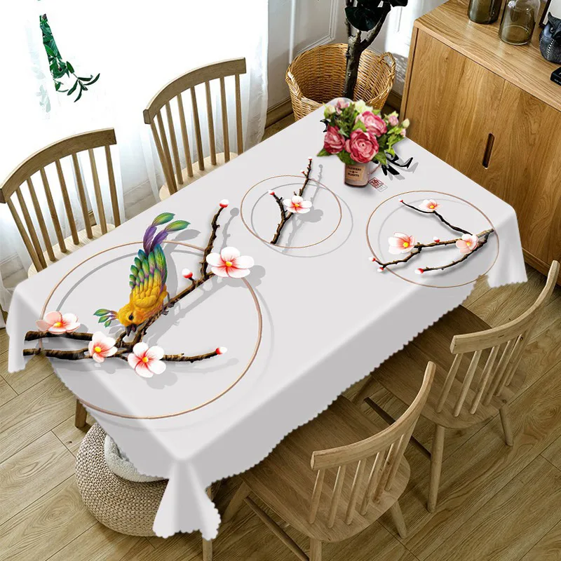 

Table cloth Rectangular 3D fish birds Printed Tablecloth Home Protection and decoration Elegant Table cover