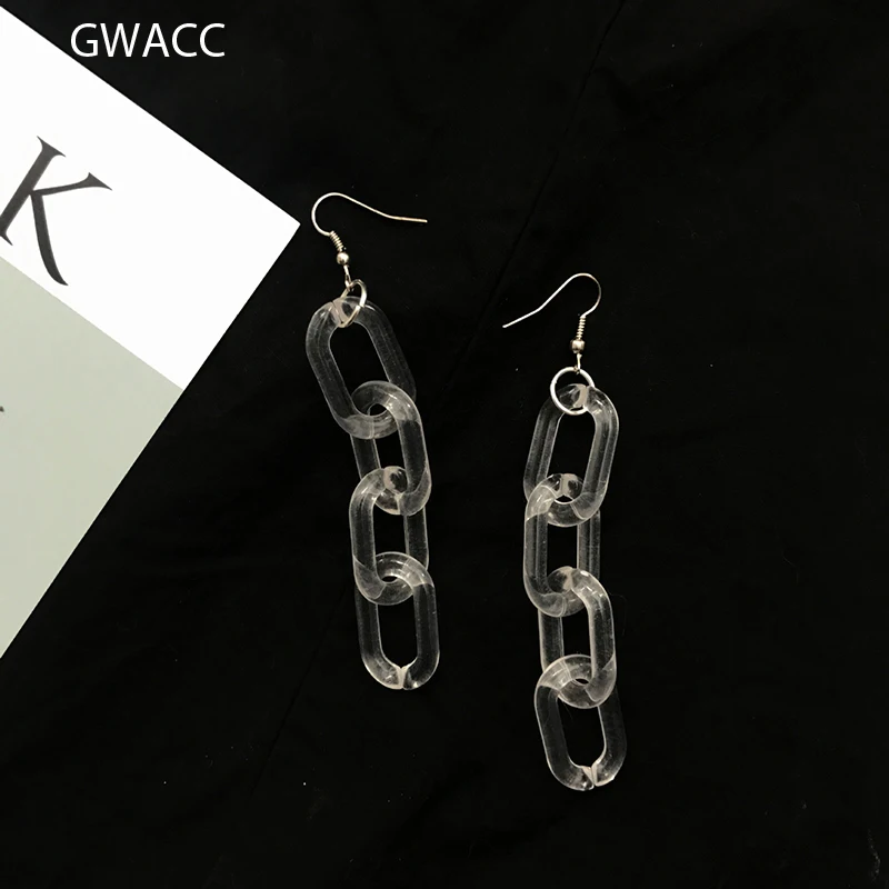 GWACC смешная прозрачная цепочка большие серьги массивные длинные висячие для