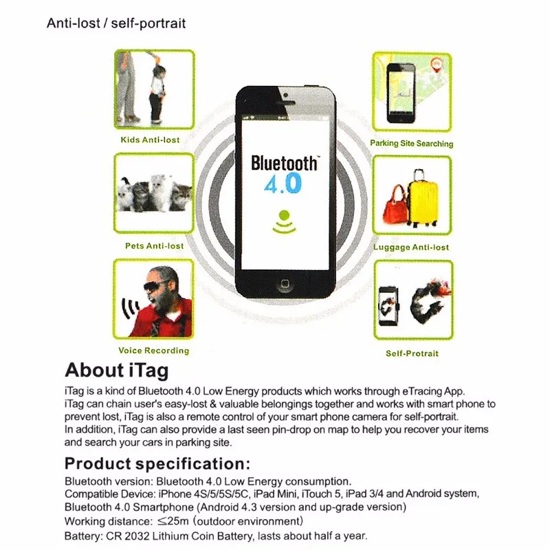 Беспроводной смарт-трекер itag для детей Bluetooth-трекер с защитой от потери 5 шт./лот |
