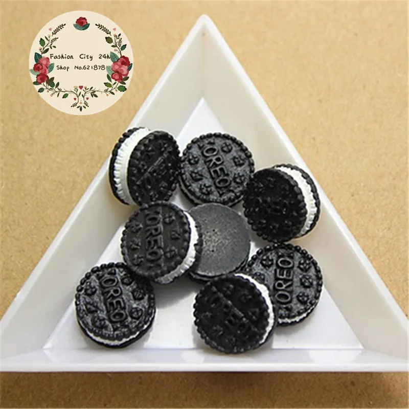 10 шт 3D Kawaii Смола миниатюрное Моделирование еда маленький Oreo печенье Flatback Кабошон