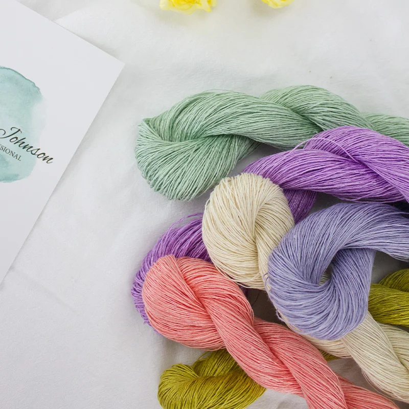 

1*50g100% Natural Linen Lace Weight Hand Knitting Crochet Yarn for Summer Fashion Garments Baby Clothes Soft and cool