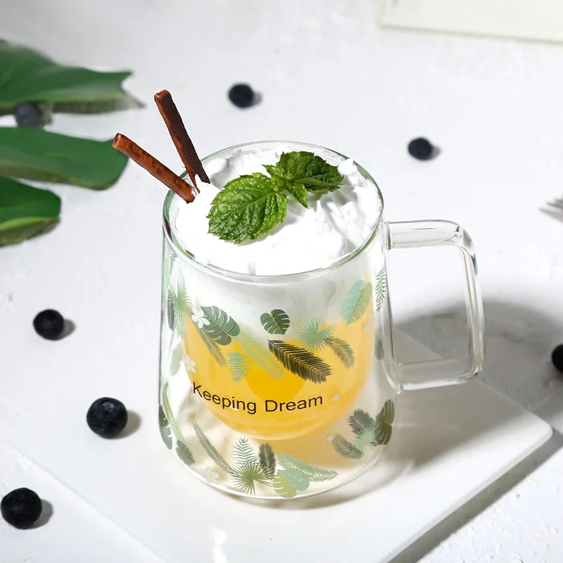 2 шт креативные стеклянные боросиликатные двойные чашки для сока ins ветряная