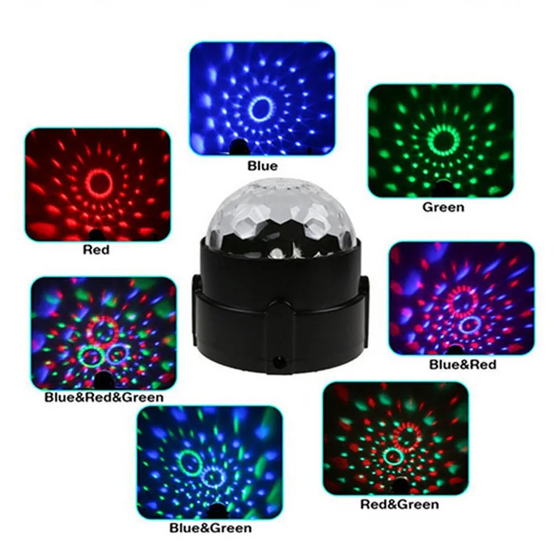 Светодиодный сценический RGB-шар с голосовым управлением 3 Вт вращающийся