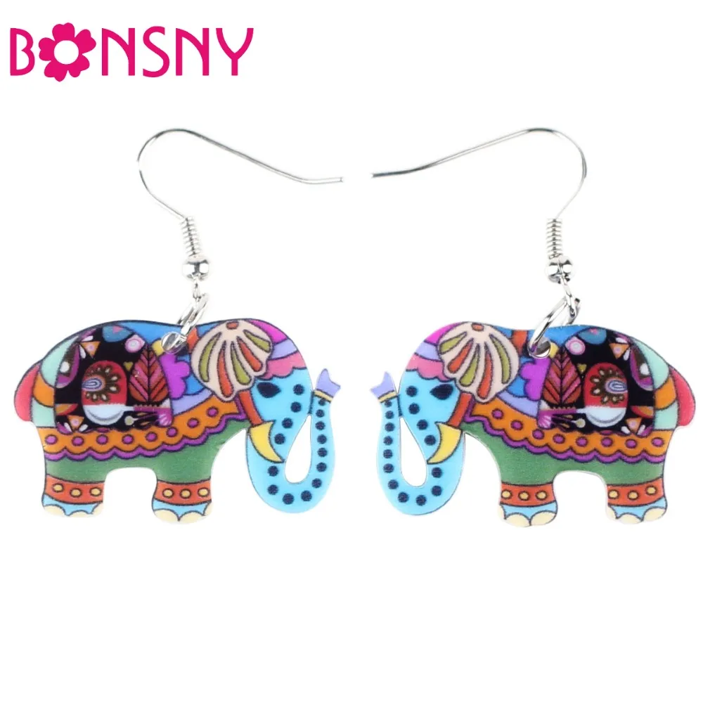 Висячие серьги Bonsny в виде слона акриловые новинка 2015 весенне-летние модные