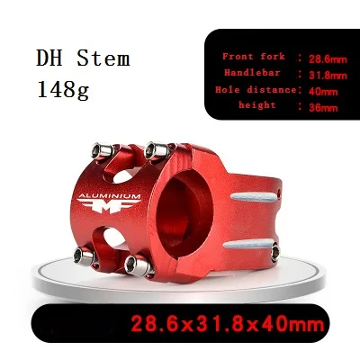 Red 31.8-40mm MTB DH, горный велосипед, дорожный велосипед, складной велосипедный стержень, 25,4 мм, 31,8 мм, руль, передняя вилка, 28,6 мм, регулируемый стержень, черный, красный, синий - Цвет: Red 31.8-40mm