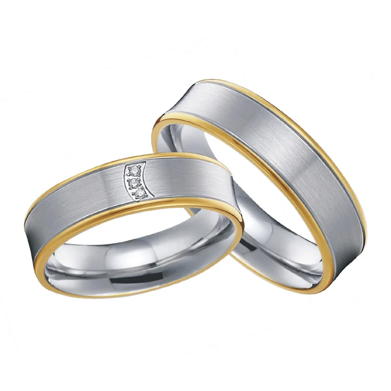 Кольца обещания из титановой стали золотого цвета свадебные кольца для пар|wedding