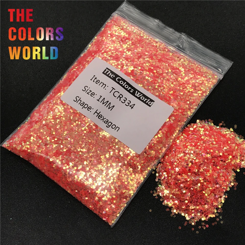 TCR334 Iridescent Rainbow Light Orange Hexagon Shape Nail Glitter Art Decoration BodyGlitter Makeup EyeShadow Handwork DIY | Красота и