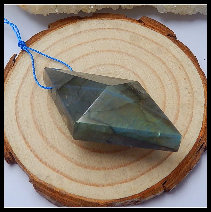 Ожерелье-подвеска из мерцающего лабрадорита с фасетированным камнем, 47x21x13 мм, 17,3 г, модный аксессуар для ювелирных изделий, распродажа 1 шт.