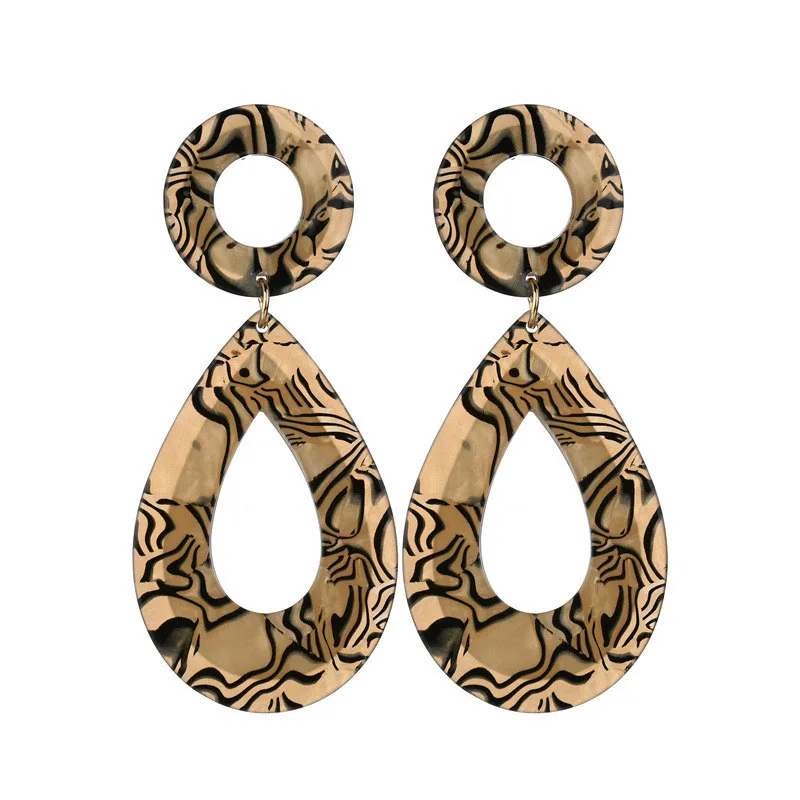 High Grade Punk Double Color Geometric Drop Water Shaped Acrylic Stud Earrings For Women Ear Jewelry Gifts | Украшения и