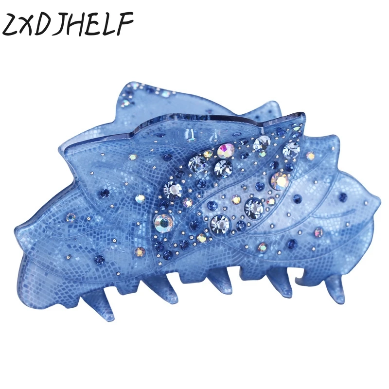 Повязка на голову из акрила в форме листа Форма заколки Стразы блестящая Краб для